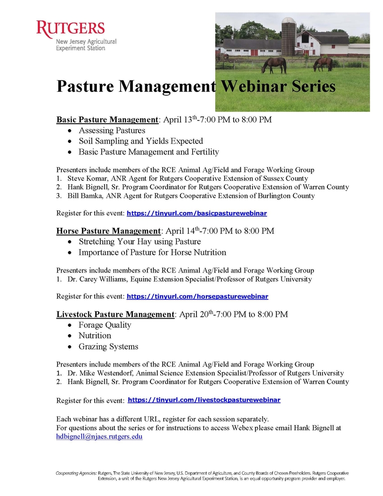 Pasture Management Webinar Series